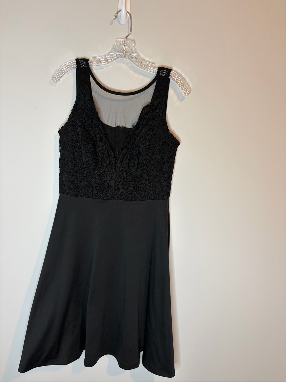 Grace Karin Black Lace Bodice Mini Dress with Sheer Yoke